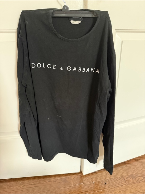 Dolce & Gabbana Tops - Dolce & Gabbana Black Long Sleeve Logo Tee with White Print